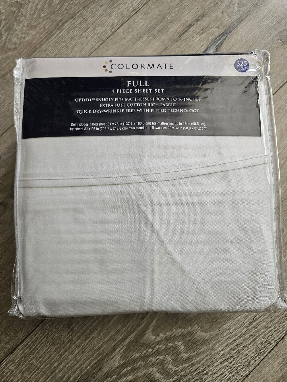 NEW Colormate 4-piece Full Sheet Set 325 Thread Count and OptiFit Technology...